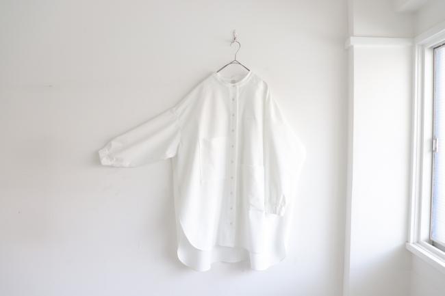 ランダムポケットワイドチュニック (ホワイト)