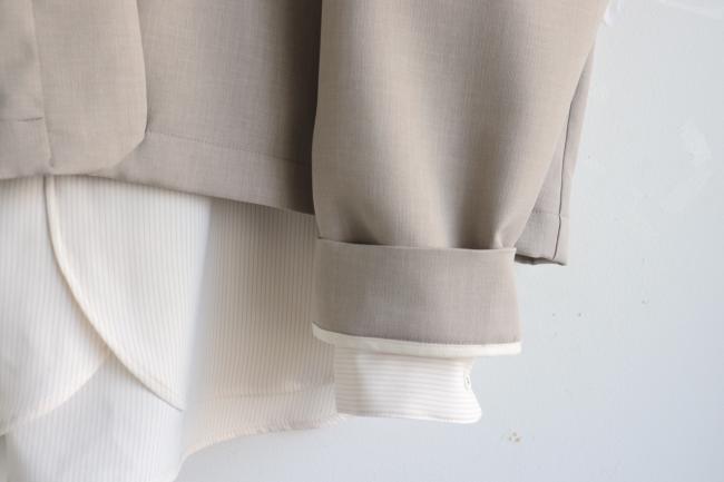 1つ釦ワイドボックスジャケット (グレージュ)