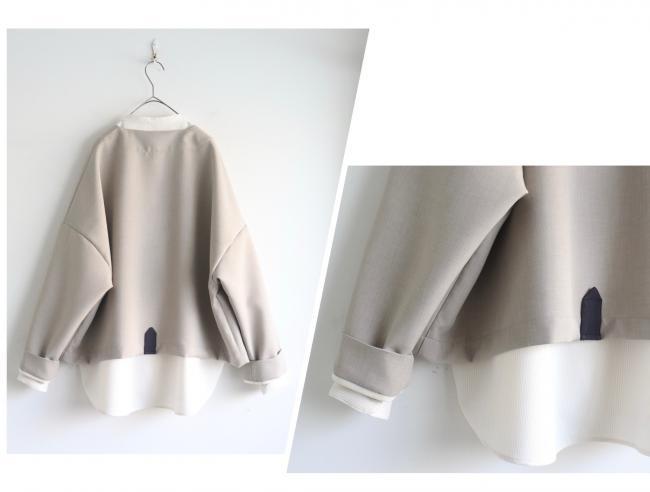 1つ釦ワイドボックスジャケット (グレージュ)