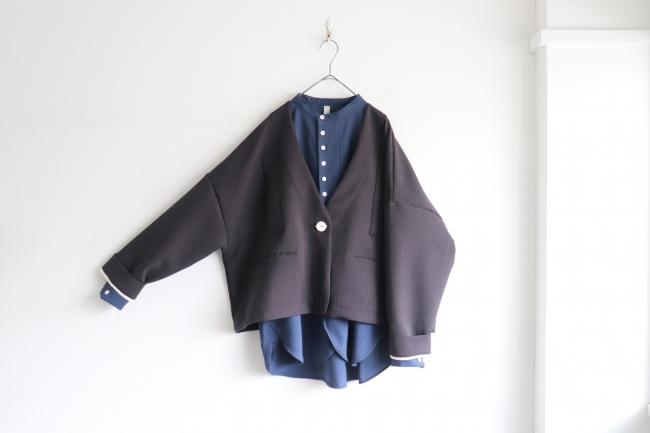 1つ釦ワイドボックスジャケット 　(アッシュブラック)
