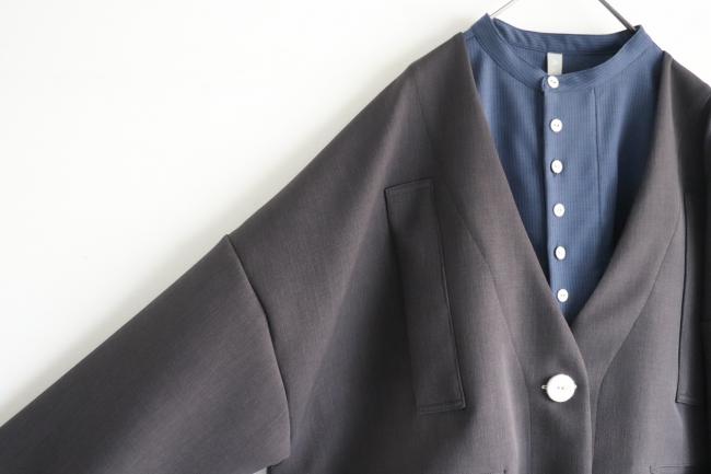 1つ釦ワイドボックスジャケット 　(アッシュブラック)