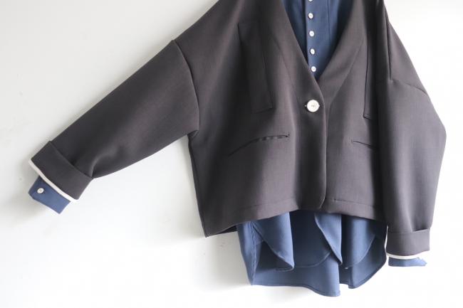 1つ釦ワイドボックスジャケット 　(アッシュブラック)