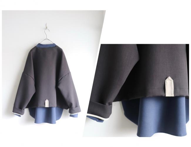 1つ釦ワイドボックスジャケット 　(アッシュブラック)