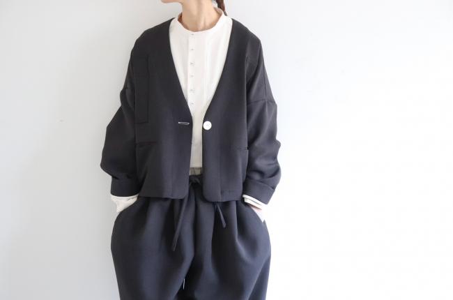 1つ釦ワイドボックスジャケット 　(アッシュブラック)