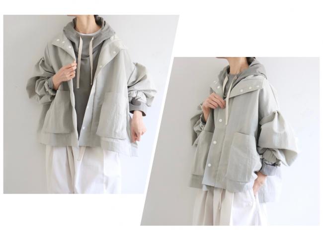 ボリュームスリーブアノラックオーバーブルゾン　(グレージュ)