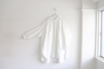 ランダムポケットワイドチュニック (ホワイト)