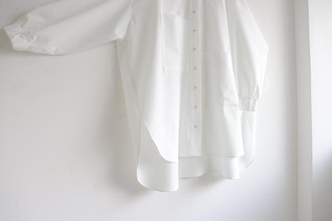 ランダムポケットワイドチュニック (ホワイト)