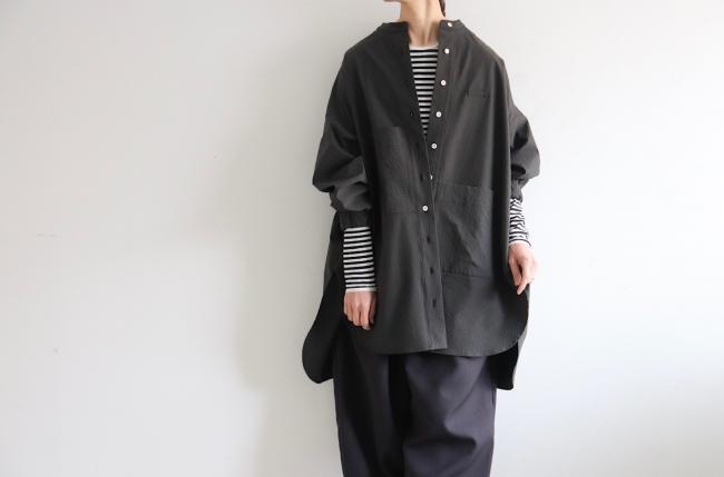 ランダムポケットワイドチュニック (ブラック)