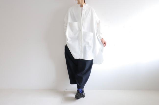 ランダムポケットワイドチュニック (ホワイト)