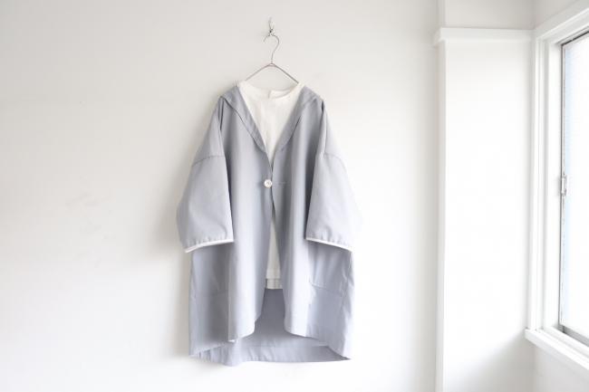 一つ釦ローブカーディガン (ブルーグレー)