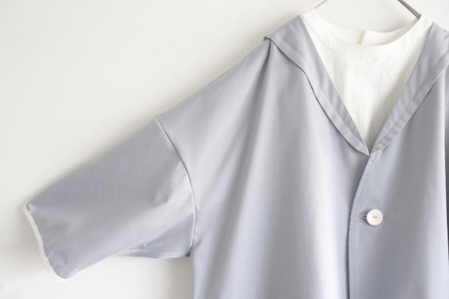 一つ釦ローブカーディガン (ブルーグレー)