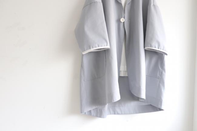 一つ釦ローブカーディガン (ブルーグレー)