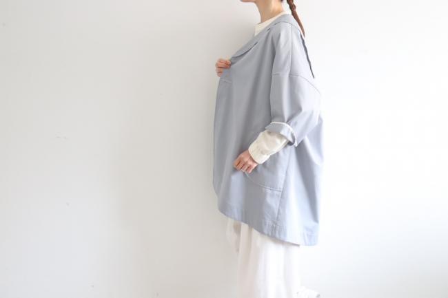 一つ釦ローブカーディガン (ブルーグレー)