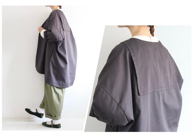 一つ釦ローブカーディガン (アッシュブラック)