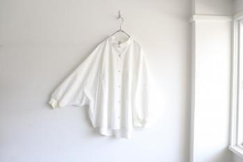 袖リブビックポケットワイドシャツ (ホワイト)