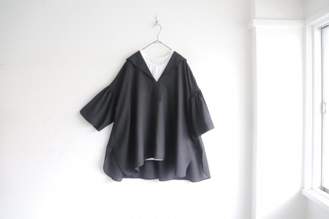 セーラーカラーサーキュラーシャツ (ブラック)