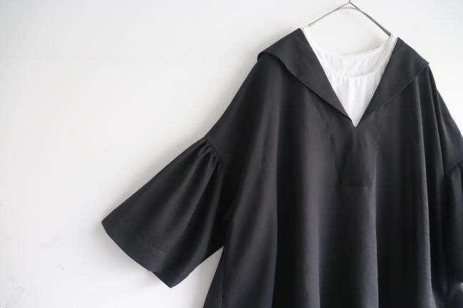 セーラーカラーサーキュラーシャツ (ブラック)