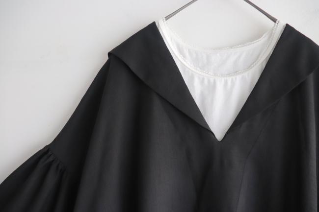 セーラーカラーサーキュラーシャツ (ブラック)