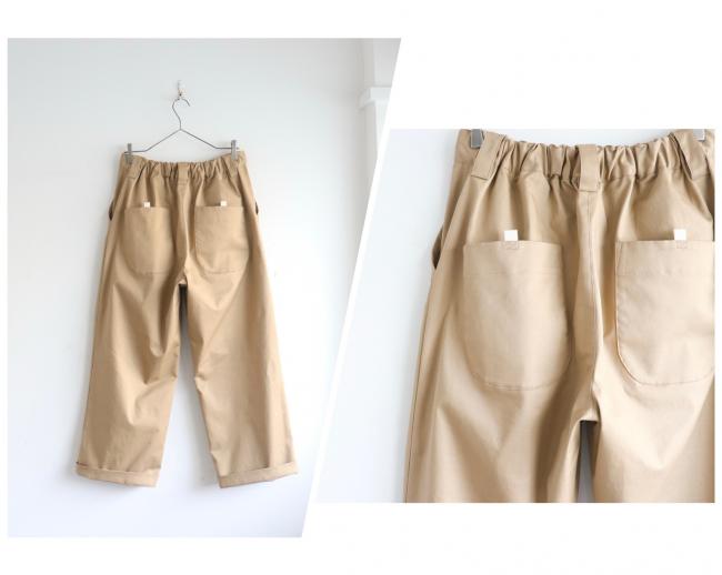 ルーズチノワイドタックパンツ　(ベージュ)