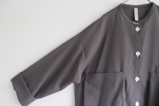 ポケ付きショートワイドシャツ(チャコール)