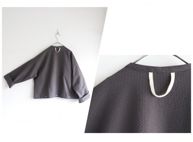 ポケ付きショートワイドシャツ(チャコール)