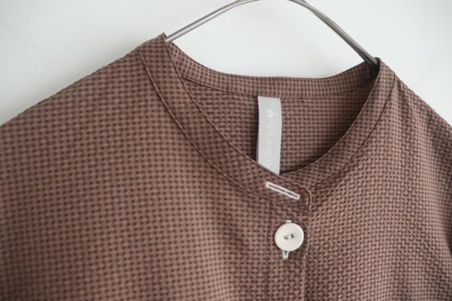 ポケ付きショートワイドシャツ(ブラウン)