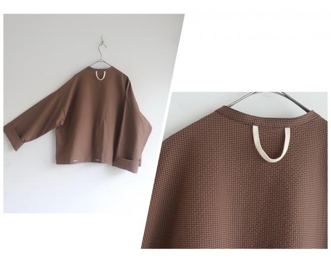 ポケ付きショートワイドシャツ(ブラウン)