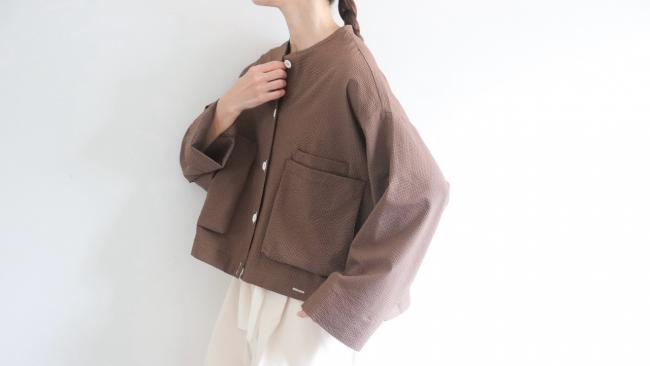 ポケ付きショートワイドシャツ(ブラウン)