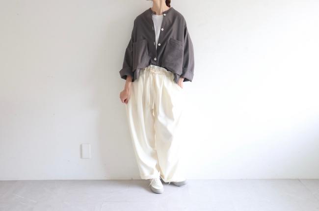 ポケ付きショートワイドシャツ(チャコール)