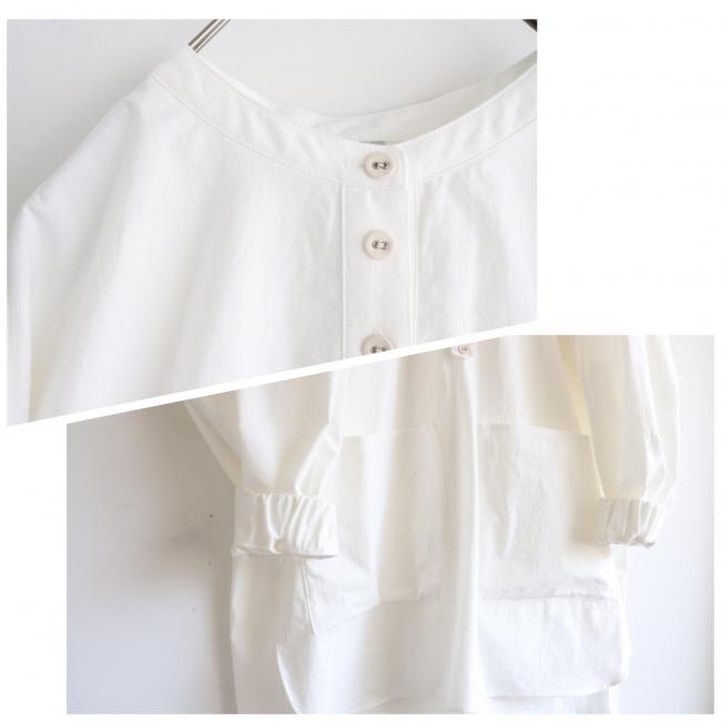 sirone / フロントポケット袖ギャザーロングチュニック(ホワイト)