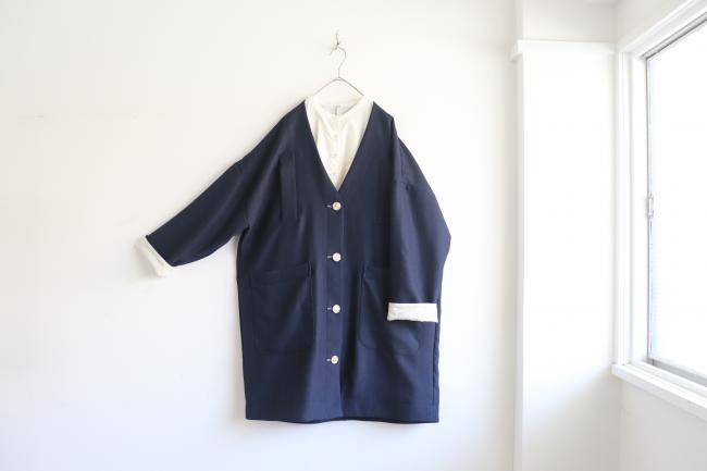 ビッグポケットオーバーワイドコート(ネイビー)
