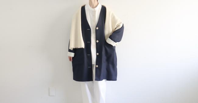 ビッグポケットオーバーワイドコート(ネイビー)