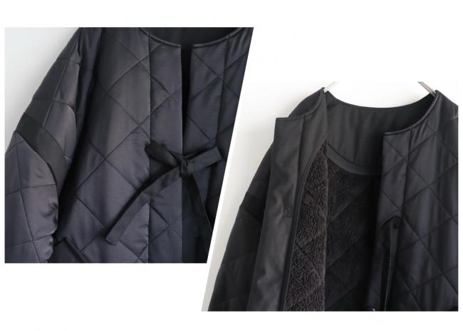 インナーボアキルティングハーフコート　(ブラック) ダイヤ柄