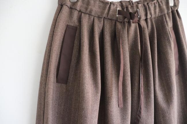 ウールライクメニータックパンツ 　フルレングス 　(ブラウンストライプ)