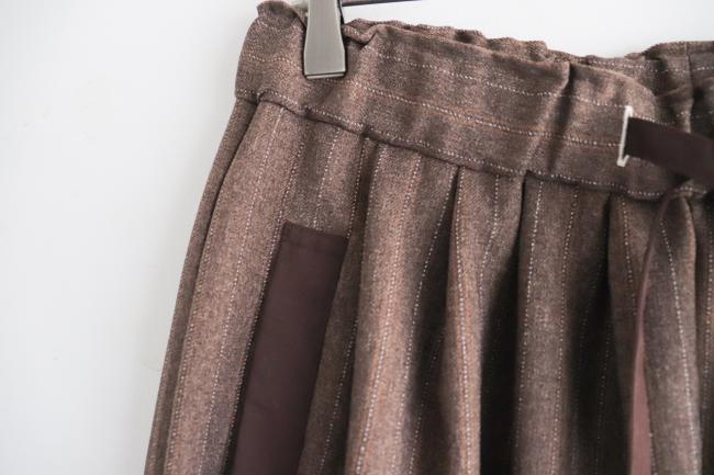 ウールライクメニータックパンツ 　フルレングス 　(ブラウンストライプ)