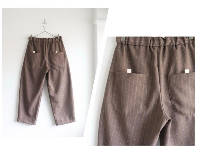 ウールライクメニータックパンツ 　フルレングス 　(ブラウンストライプ)