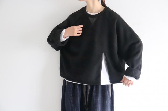 メルトンフリースワイドプルオーバー　(ブラック)