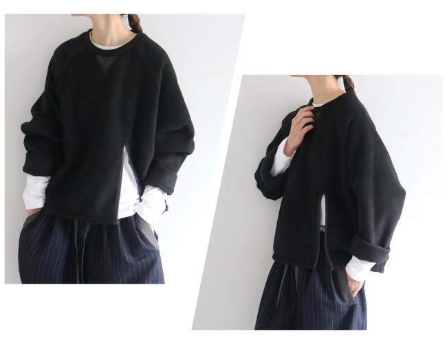 メルトンフリースワイドプルオーバー　(ブラック)