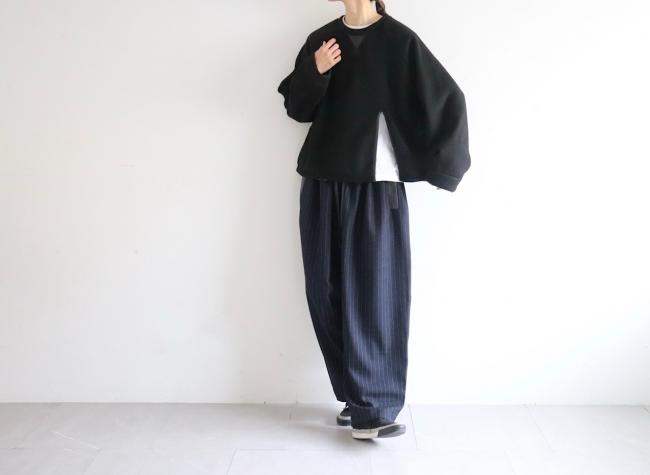 メルトンフリースワイドプルオーバー　(ブラック)