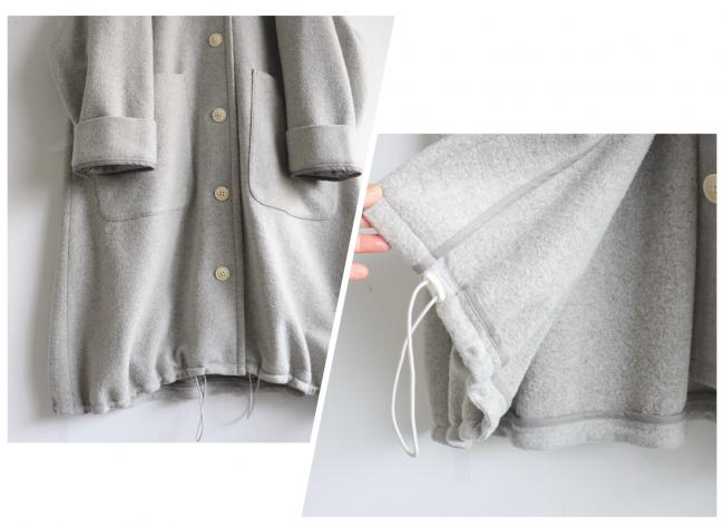 2wayネックロングコート　(ミックスグレージュ)