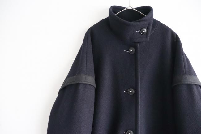 2wayネックロングコート　(ダークネイビー)