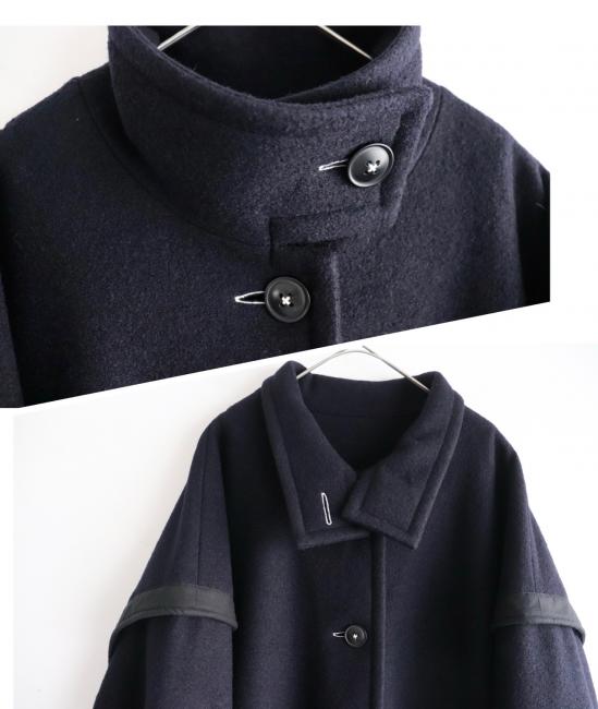 2wayネックロングコート　(ダークネイビー)