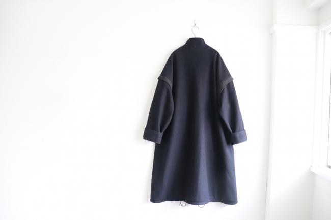 2wayネックロングコート　(ダークネイビー)