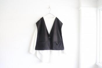 △フラップポケットウーリーベスト (ブラック)