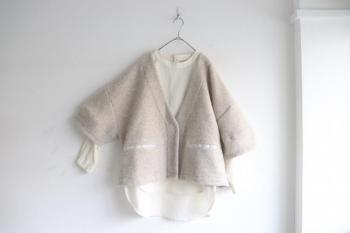 ランタンスリーブボアカーディガン　(ミックスベージュ)