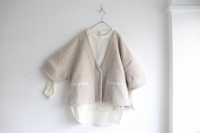 ランタンスリーブボアカーディガン　(ミックスベージュ)