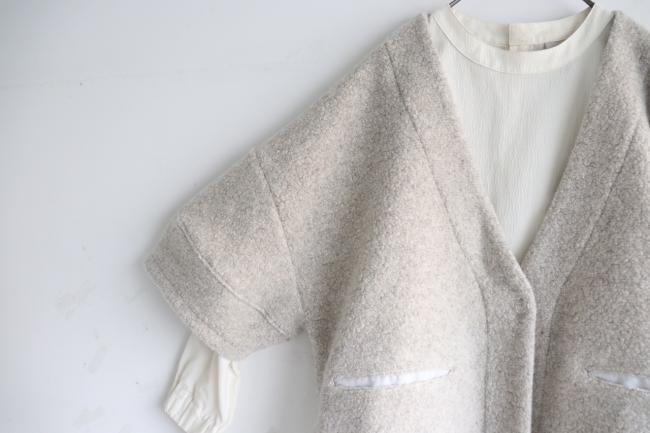 ランタンスリーブボアカーディガン　(ミックスベージュ)