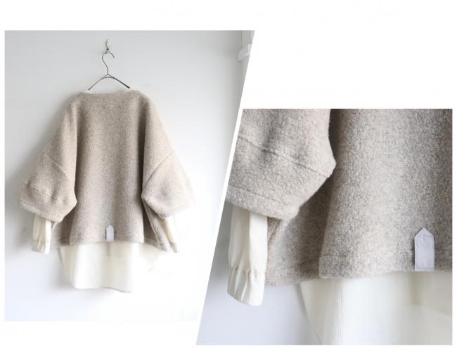 ランタンスリーブボアカーディガン　(ミックスベージュ)