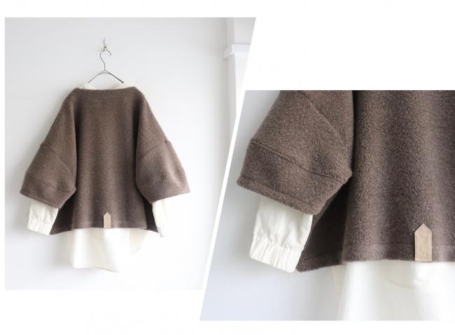 ランタンスリーブボアカーディガン　(モカブラウン)