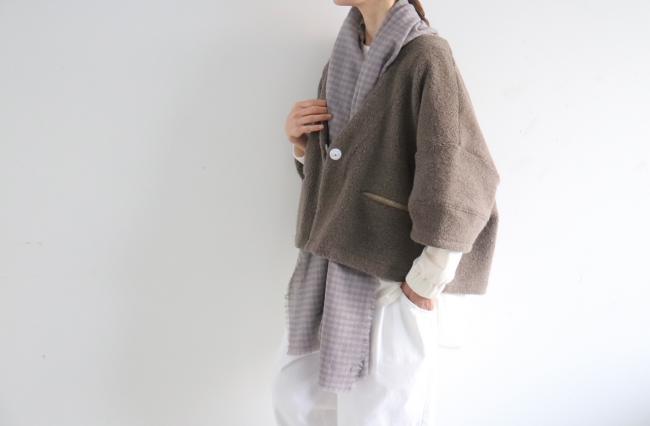 ランタンスリーブボアカーディガン　(モカブラウン)